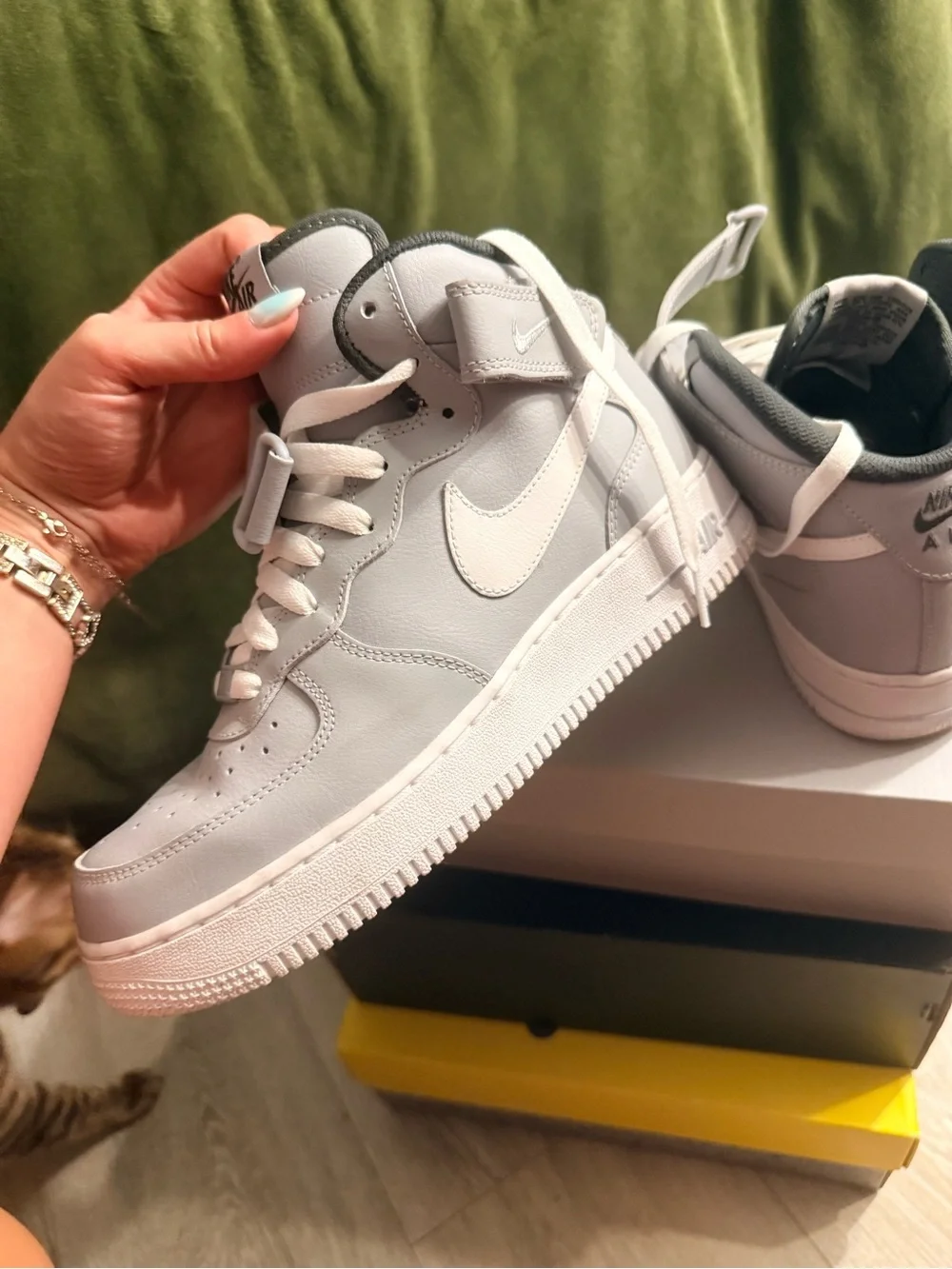 Nike Air Force 1 Mid By You Light Gray White Women's Size 7.5